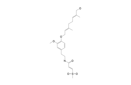 O-METHYLSAKERINOL-A;(E)-3-(METHYLSULFONYL)-PROPENOIC-ACID-(2E,6E)-4-(8-HYDROXY-3,7-DIMETHYL-2,6-OCTADIENYLOXY)-3-METHOXYPHENETHYL-AMIDE