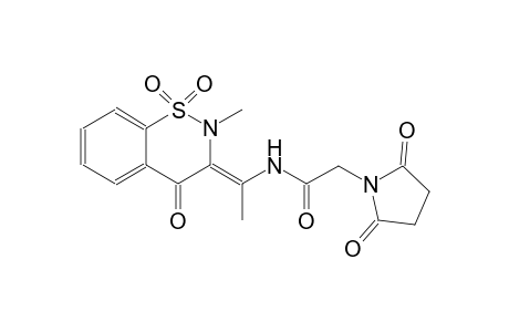 1-pyrrolidineacetamide, N-[(1Z)-1-(2-methyl-1,1-dioxido-4-oxo-2H-1,2-benzothiazin-3(4H)-ylidene)ethyl]-2,5-dioxo-