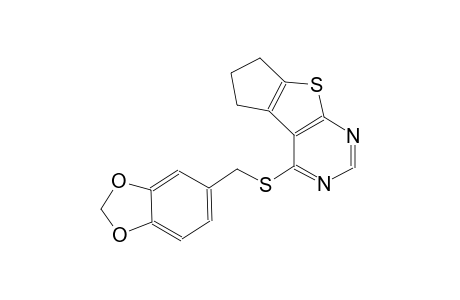 5H-cyclopenta[4,5]thieno[2,3-d]pyrimidine, 4-[(1,3-benzodioxol-5-ylmethyl)thio]-6,7-dihydro-