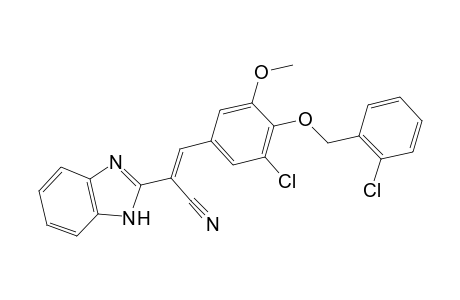(E)-2-(1H-benzimidazol-2-yl)-3-[3-chloranyl-4-[(2-chlorophenyl)methoxy]-5-methoxy-phenyl]prop-2-enenitrile