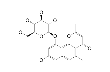 PLEUROPYRONE-A;2,5-DIMETHYL-8,10-DIHYDROXYNAPHTHOPYRONE-10-O-BETA-D-GLUCOPYRANOSIDE