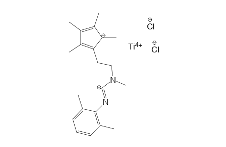 titanium(IV) (E)-2-(2-((((2,6-dimethylphenyl)imino)methaneidyl)(methyl)amino)ethyl)-1,3,4,5-tetramethylcyclopenta-2,4-dien-1-ide dichloride