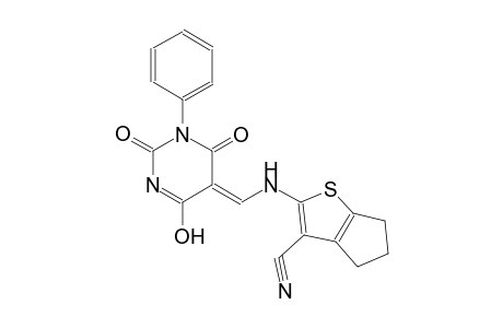 2-{[(Z)-(4-hydroxy-2,6-dioxo-1-phenyl-1,6-dihydro-5(2H)-pyrimidinylidene)methyl]amino}-5,6-dihydro-4H-cyclopenta[b]thiophene-3-carbonitrile