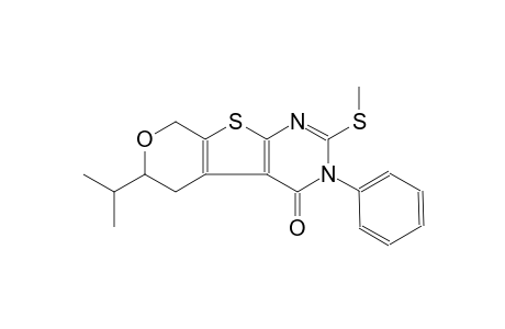 4H-pyrano[4',3':4,5]thieno[2,3-d]pyrimidin-4-one, 3,5,6,8-tetrahydro-6-(1-methylethyl)-2-(methylthio)-3-phenyl-