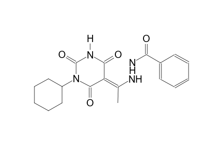 N'-[(1E)-1-(1-cyclohexyl-2,4,6-trioxotetrahydro-5(2H)-pyrimidinylidene)ethyl]benzohydrazide