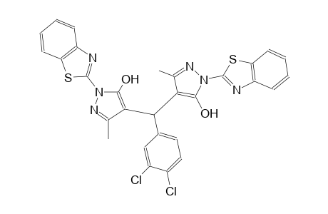 1-(1,3-benzothiazol-2-yl)-4-[[1-(1,3-benzothiazol-2-yl)-5-hydroxy-3-methyl-1H-pyrazol-4-yl](3,4-dichlorophenyl)methyl]-3-methyl-1H-pyrazol-5-ol