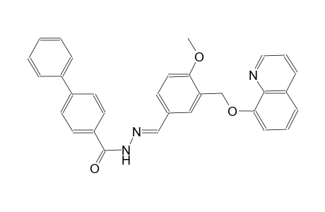 N'-((E)-{4-methoxy-3-[(8-quinolinyloxy)methyl]phenyl}methylidene)[1,1'-biphenyl]-4-carbohydrazide