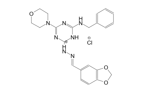 2-(benzo[d][1,3]dioxol-5-ylmethylene)-1-(6-(benzylamino)-4-morpholino-1,3,5-triazin-2(1H)-ylidene)hydrazin-1-ium chloride