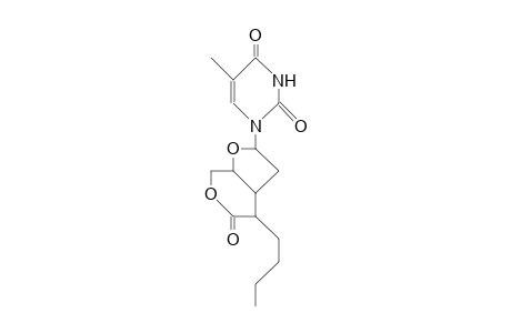 1-(2',3'-Dideoxy-3'-C,5'-O-carbonyl<1-butyl(R)methylidene>-B-D-erythro-pentofuranosyl)-thymine