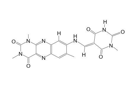 2,4,6(1H,3H,5H)-pyrimidinetrione, 1-methyl-5-[[(1,2,3,4-tetrahydro-1,3,7-trimethyl-2,4-dioxobenzo[g]pteridin-8-yl)amino]methylene]-, (5E)-