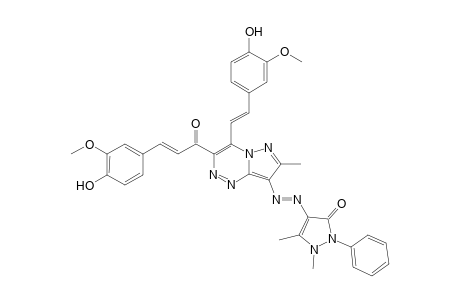 (4-(4-(4-Hydroxy-3-methoxystyryl)-3-((E)-3-(4-hydroxy-3-methoxyphenyl)acryloyl)-7-methylpyrazolo[5,1-c][1,2,4]-triazin-8-yl)diazenyl)-1,5-dimethyl-2-phenyl-1H-pyrazol-3(2H)-one