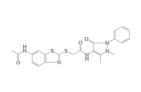 acetamide, 2-[[6-(acetylamino)-2-benzothiazolyl]thio]-N-(2,3-dihydro-1,5-dimethyl-3-oxo-2-phenyl-1H-pyrazol-4-yl)-