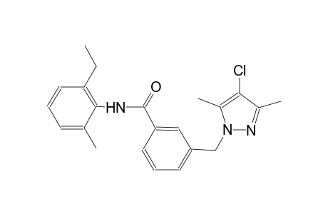 3-[(4-chloro-3,5-dimethyl-1H-pyrazol-1-yl)methyl]-N-(2-ethyl-6-methylphenyl)benzamide
