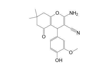 2-amino-4-(4-hydroxy-3-methoxyphenyl)-7,7-dimethyl-5-oxo-5,6,7,8-tetrahydro-4H-chromene-3-carbonitrile