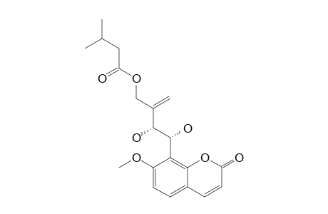 MICROFALCATIN-4'-ISOVALERATE;8-PRENYLATED-COUMARIN-MICROFALCATIN-ISOVALERATE;THREO-7-METHOXY-8-[1,2,4-TRIHYDROXY-3-METHYLENE-4-O-ISOVALERYL-BUTYL]-