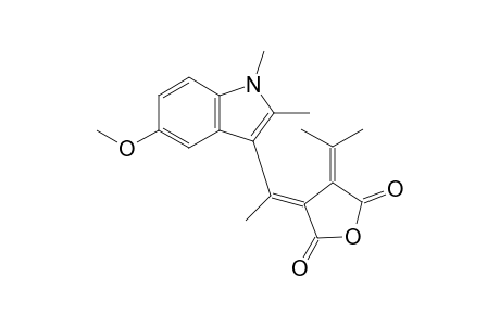 (E)-3-[1-(5-Methoxy-1,2-dimethyl-1H-indol-3-yl)ethylidene]-4-(propan-2-ylidene)dihydrofuran-2,5-dione