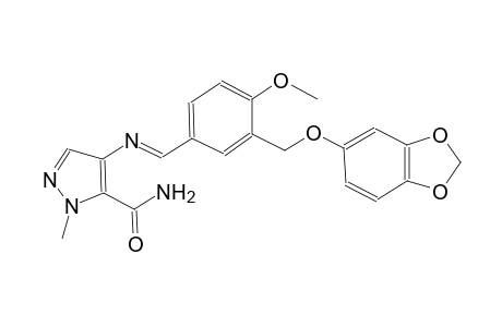 4-[((E)-{3-[(1,3-benzodioxol-5-yloxy)methyl]-4-methoxyphenyl}methylidene)amino]-1-methyl-1H-pyrazole-5-carboxamide
