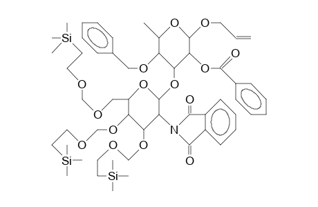 Allyl 2-O-bz-4-O-bzl-3-O-(2-deoxy-2-phthalimido-3,4,6-tris-O-<2-(tri methylsilyl)ethoxymethyl>-bd-glup)-A-L-rhapyranoside