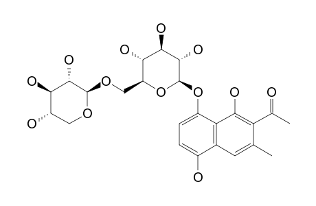 2-ACETYL-1,5-DIHYDROXY-3-METHYL-8-O-[BETA-XYLOPYRANOSYL-16-O-(BETA-GLUCOPYRANOSIDE)]-NAPHTHALENE