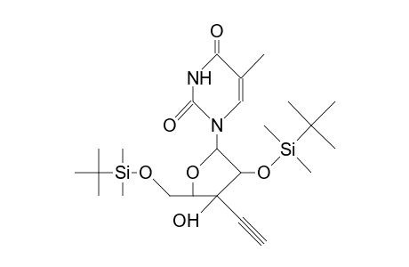 1-(2,5-Di-O-<T-butyl-dimethyl-silyl>-3-C-ethynyl-B-D-xylo-pentofuranosyl)-thymine