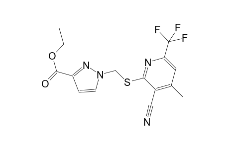 ethyl 1-({[3-cyano-4-methyl-6-(trifluoromethyl)-2-pyridinyl]sulfanyl}methyl)-1H-pyrazole-3-carboxylate