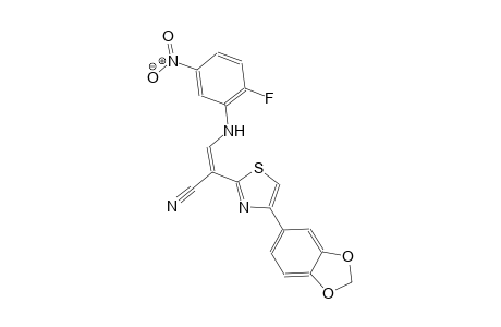 (2Z)-2-[4-(1,3-benzodioxol-5-yl)-1,3-thiazol-2-yl]-3-(2-fluoro-5-nitroanilino)-2-propenenitrile