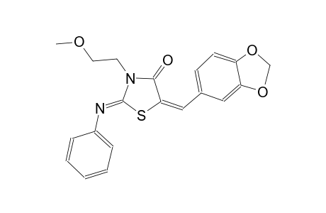 (2Z,5E)-5-(1,3-benzodioxol-5-ylmethylene)-3-(2-methoxyethyl)-2-(phenylimino)-1,3-thiazolidin-4-one