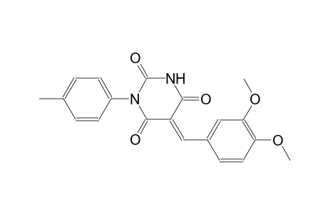(5E)-5-(3,4-dimethoxybenzylidene)-1-(4-methylphenyl)-2,4,6(1H,3H,5H)-pyrimidinetrione