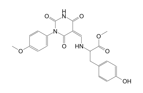 methyl 3-(4-hydroxyphenyl)-2-{[(Z)-(1-(4-methoxyphenyl)-2,4,6-trioxotetrahydro-5(2H)-pyrimidinylidene)methyl]amino}propanoate