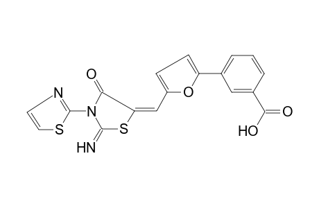 3-[5-[(E)-(2-imino-4-keto-3-thiazol-2-yl-thiazolidin-5-ylidene)methyl]-2-furyl]benzoic acid