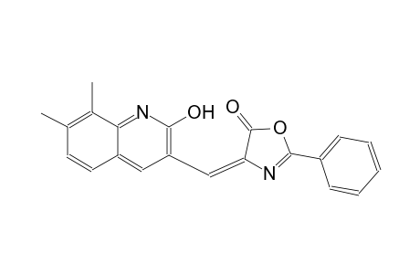(4E)-4-[(2-hydroxy-7,8-dimethyl-3-quinolinyl)methylene]-2-phenyl-1,3-oxazol-5(4H)-one