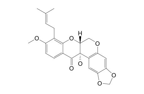 USARAROTENOID-C;(6AR,12AS)-2,3-METHYLENE-DIOXY-9-METHOXY-8-(3,3-DIMETHYLALLYL)-12A-HYDROXYROTENOID