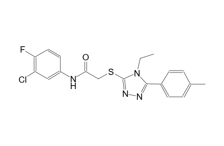 N-(3-chloro-4-fluorophenyl)-2-{[4-ethyl-5-(4-methylphenyl)-4H-1,2,4-triazol-3-yl]sulfanyl}acetamide