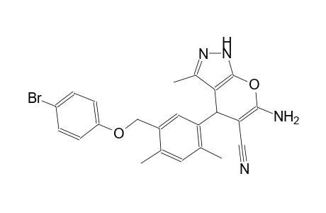 6-amino-4-{5-[(4-bromophenoxy)methyl]-2,4-dimethylphenyl}-3-methyl-1,4-dihydropyrano[2,3-c]pyrazole-5-carbonitrile