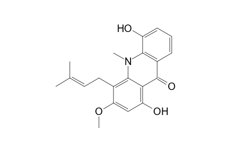 1,5-dihydroxy-3-methoxy-10-methyl-4-(3-methylbut-2-enyl)acridin-9-one