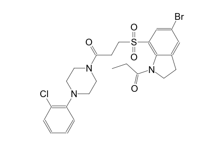 1H-indole, 5-bromo-7-[[3-[4-(2-chlorophenyl)-1-piperazinyl]-3-oxopropyl]sulfonyl]-2,3-dihydro-1-(1-oxopropyl)-