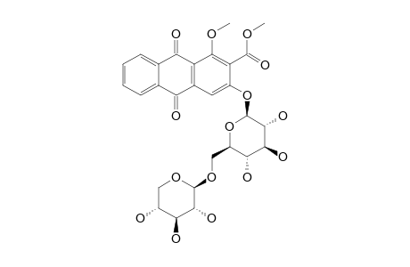1-METHOXY-3-HYDROXY-2-CARBOMETHOXY-9,10-ANTHRAQUINONE-3-O-BETA-PRIMEVEROSIDE