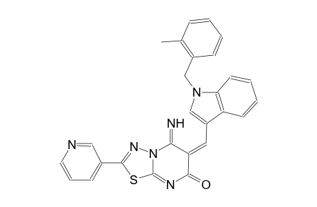 (6E)-5-imino-6-{[1-(2-methylbenzyl)-1H-indol-3-yl]methylene}-2-(3-pyridinyl)-5,6-dihydro-7H-[1,3,4]thiadiazolo[3,2-a]pyrimidin-7-one