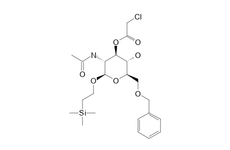 2-TRIMETHYLETHYLSILYL-2-ACETAMIDO-6-O-BENZYL-3-O-CHLOROACETYL-2-DEOXY-BETA-D-GLUCOPYRANOSIDE