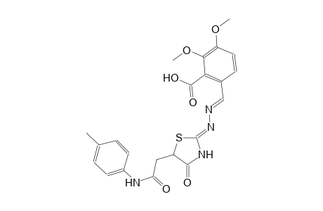 2,3-dimethoxy-6-[(E)-((2Z)-2-{4-oxo-5-[2-oxo-2-(4-toluidino)ethyl]-1,3-thiazolidin-2-ylidene}hydrazono)methyl]benzoic acid