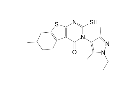 3-(1-ethyl-3,5-dimethyl-1H-pyrazol-4-yl)-7-methyl-2-sulfanyl-5,6,7,8-tetrahydro[1]benzothieno[2,3-d]pyrimidin-4(3H)-one
