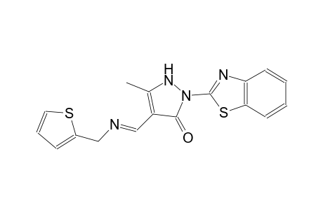2-(1,3-benzothiazol-2-yl)-5-methyl-4-((E)-{[(E)-2-thienylmethyl]imino}methyl)-1,2-dihydro-3H-pyrazol-3-one