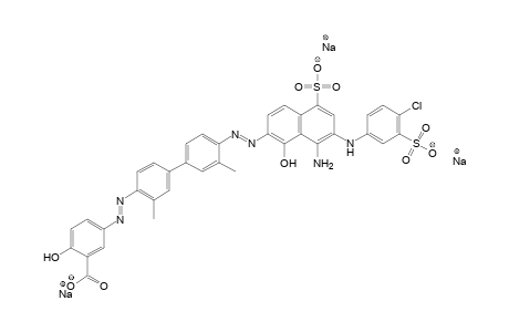 Trisodium 5-{[4'-({8-amino-7-[(4-chloro-3-sulfonatophenyl)amino]-1-hydroxy-5-sulfonato-2-naphthyl}diazenyl)-3,3'-dimethyl-1,1'-biphenyl-4-yl]diazenyl}-2-hydroxybenzoate