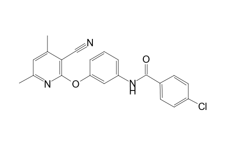 4-Chloranyl-N-[3-(3-cyano-4,6-dimethyl-pyridin-2-yl)oxyphenyl]benzamide