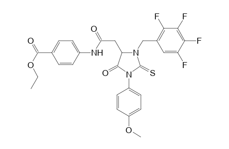 4-[[2-[1-(4-methoxyphenyl)-5-oxo-2-sulfanylidene-3-[(2,3,4,5-tetrafluorophenyl)methyl]-4-imidazolidinyl]-1-oxoethyl]amino]benzoic acid ethyl ester
