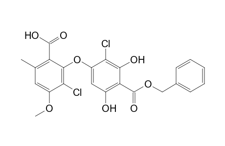 2-(4'-benzyloxycarbonyl-2'chloro-3',5'-dihydroxyphenoxy)-3-chloro-4-methoxy-6-methylbenzoic Acid