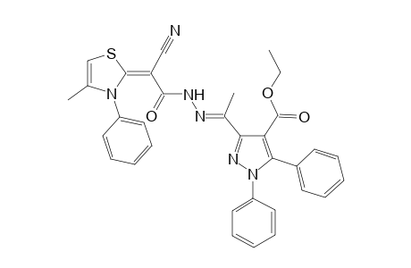 Ethyl 3-((E)-1-(2-((E)-2-cyano-2-(4-methyl-3-phenylthiazol-2(3H)-ylidene)acetyl)hydrazono)-ethyl)-1,5-diphenyl-1H-pyrazole-4-carboxylate