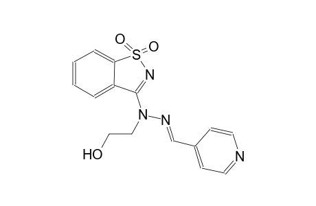 4-pyridinecarboxaldehyde, (1,1-dioxido-1,2-benzisothiazol-3-yl)(2-hydroxyethyl)hydrazone