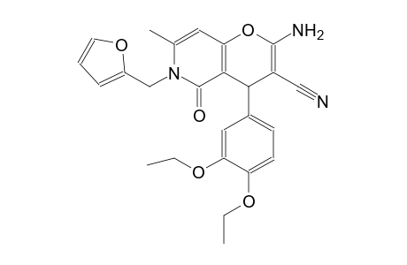 2-amino-4-(3,4-diethoxyphenyl)-6-(2-furylmethyl)-7-methyl-5-oxo-5,6-dihydro-4H-pyrano[3,2-c]pyridine-3-carbonitrile