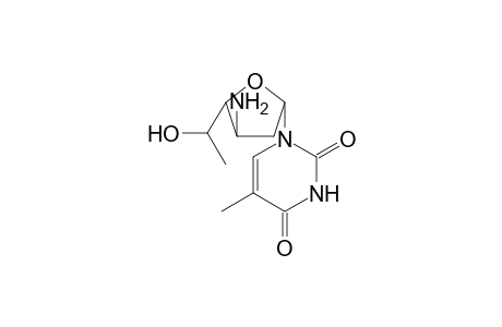 1-[3'-Aminoo-2',3',6'-trideoxy-.beta.-L-ribo-hexofuranosyl]thymine